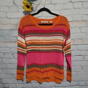 Eight Eight Eight Mulitcolor Openweave Striped Sweater Sz M